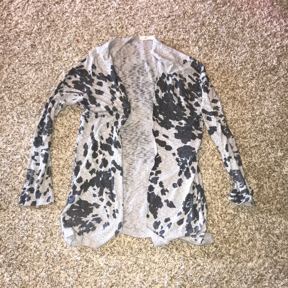 Lightweight cow print cardigan